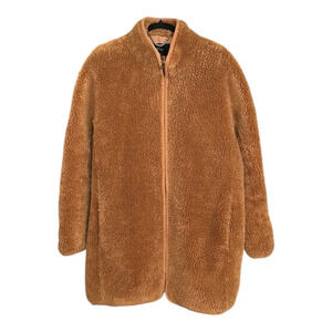 J. CREW Coat Zip Up Plush Fleece Oversized Teddy Sherpa Cocoon Coat, Size XL